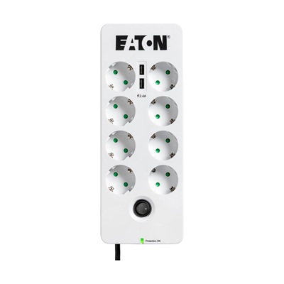 Eaton 8-Plus Surge Protected Socket and 2 USB Inputs (PB8TUD)