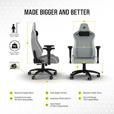 Corsair TC200 - Plush Leatherette (Grey) - Image 4