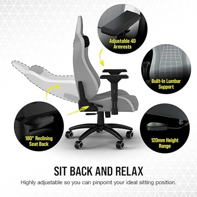 Corsair TC200 - Plush Leatherette (Grey) - Image 3
