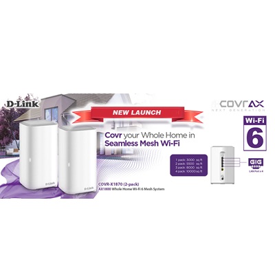 D-Link COVR-X1870 AX1800 Whole Home Mesh Wi-Fi System (3-Pack) - Image 2