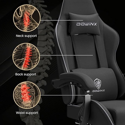 Dowinx Gaming Chair LS-6658B - Black/Grey - Image 3