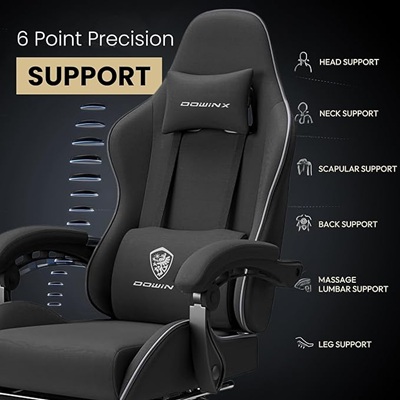 Dowinx Gaming Chair LS-6658B - Black/Grey - Image 2