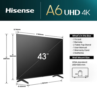 Hisense A6N 4K Smart LED TV 43A6N (2025) - Image 5