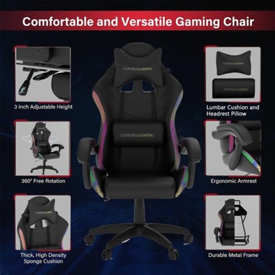 Mahmayi Gaming Chair - HYG-01LED (Black) - Image 2